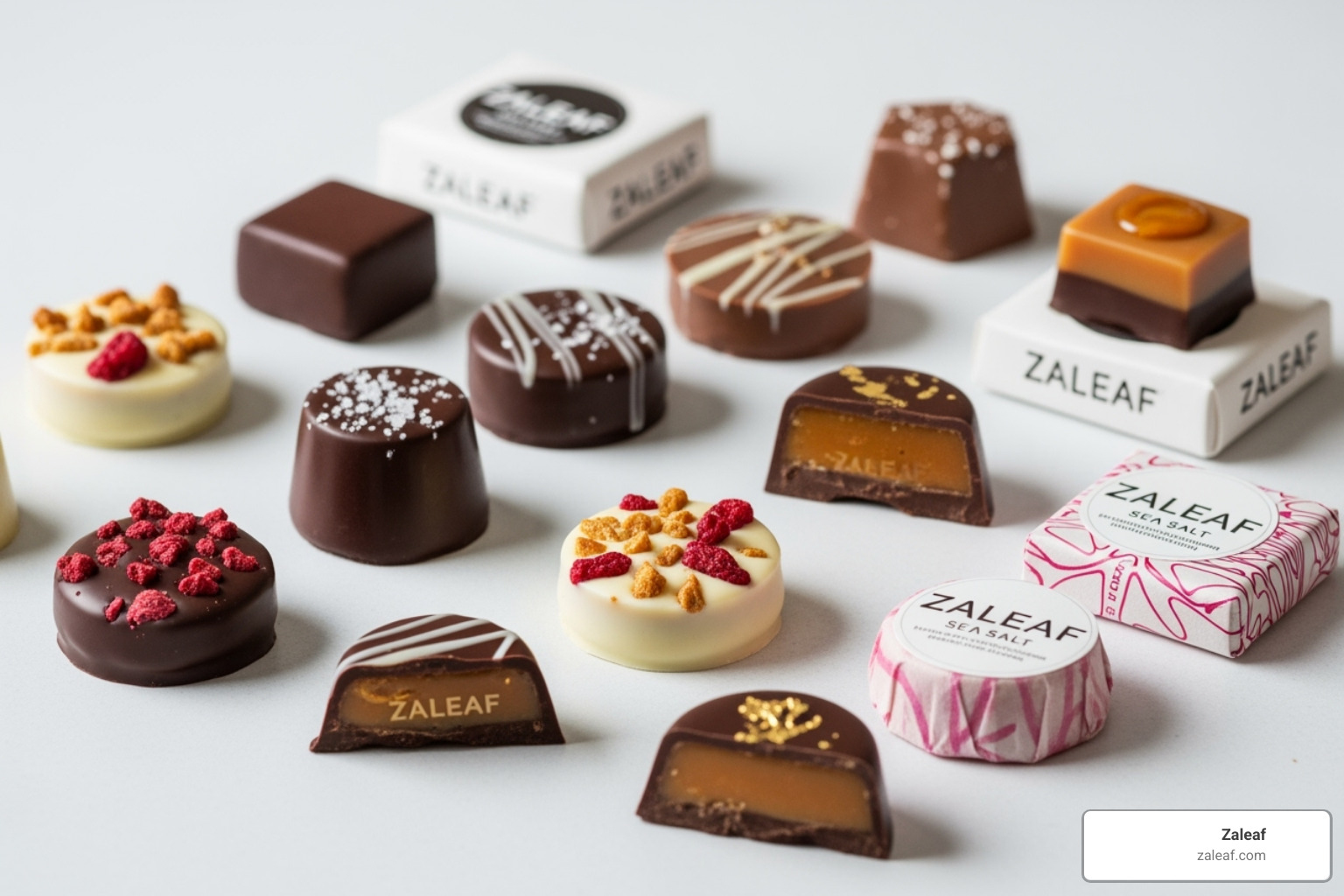 Various Zaleaf cannabis-infused chocolates - CBD chocolate effects