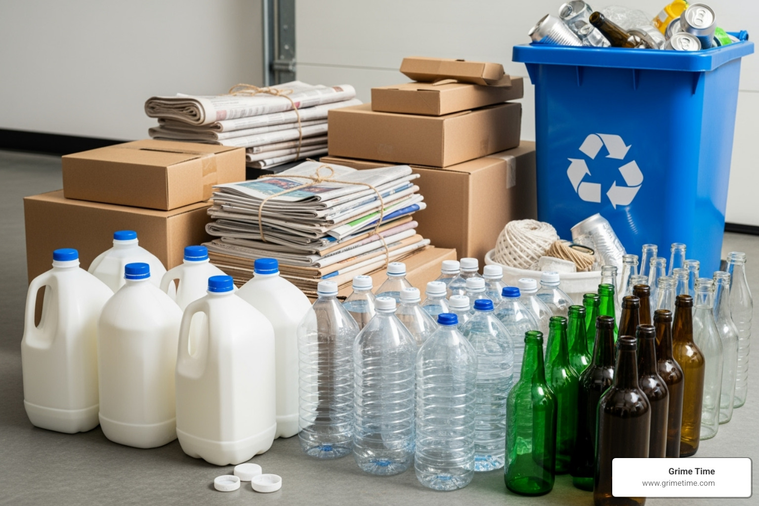 Sorted recyclables like clean plastic jugs and flattened cardboard boxes - Cedar Park trash removal