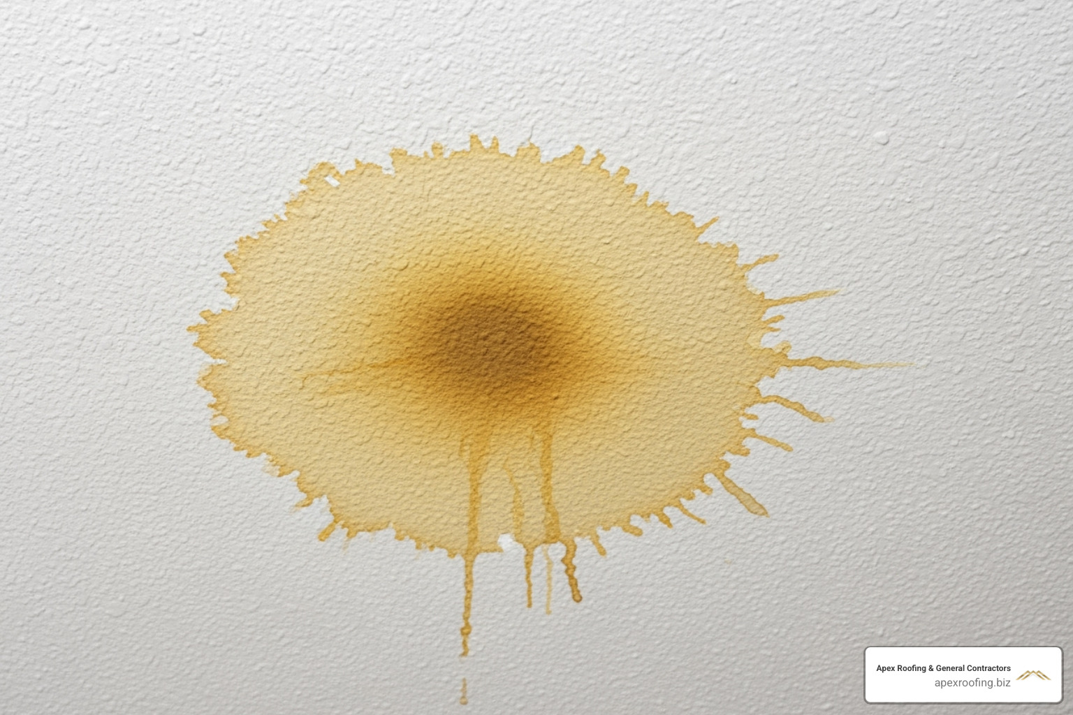 a water stain on a ceiling, indicating a potential roof leak - licensed roof inspectors