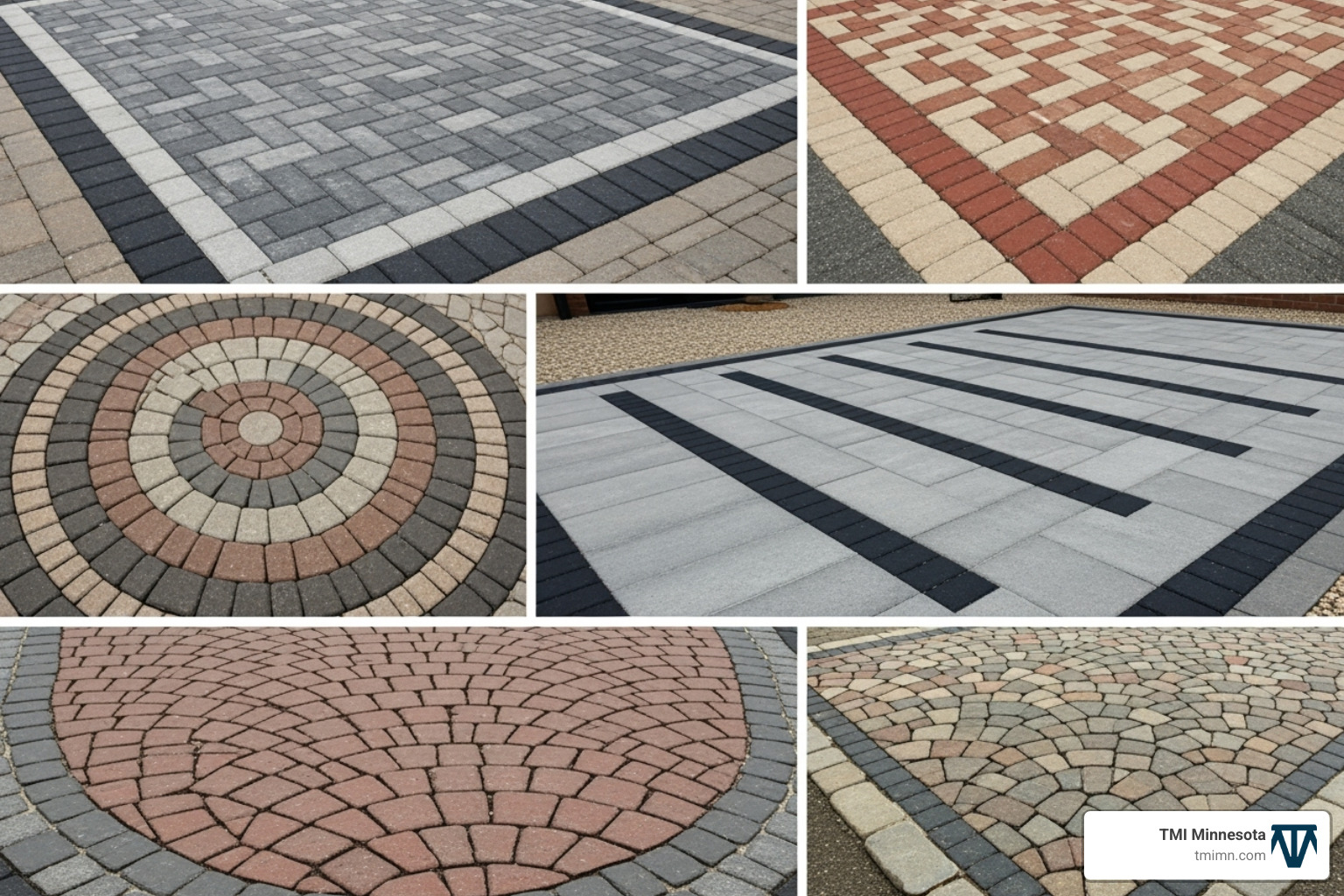 A collage showcasing various block paving patterns, different color palettes, and distinct border styles to inspire driveway designs - block paving driveway A collage showcasing various block paving patterns, different color palettes, and distinct border styles to inspire driveway designs - block paving driveway