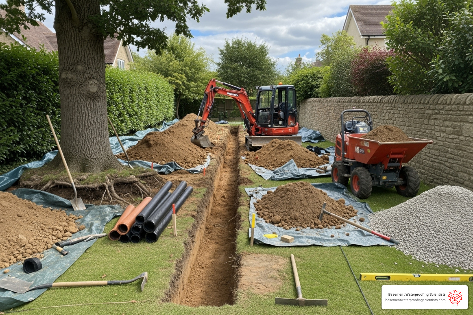 complex excavation site showing difficult access and landscaping - field tile price per foot complex excavation site showing difficult access and landscaping - field tile price per foot