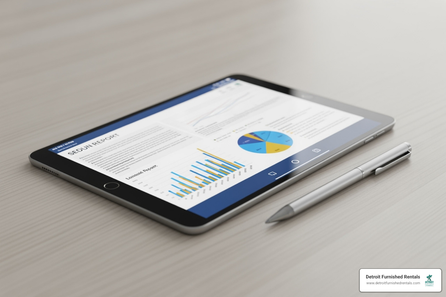 A tablet displaying a digital lease agreement, with a pen resting beside it, indicating the importance of careful review - Housing for traveling professionals