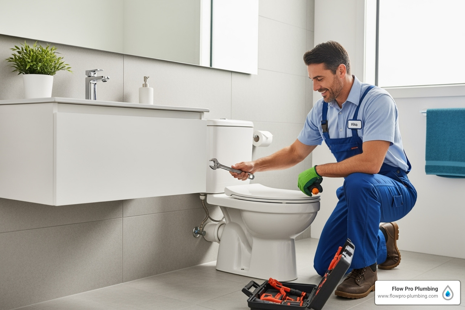 a friendly plumber working on a toilet - toilets Oakley a friendly plumber working on a toilet - toilets Oakley