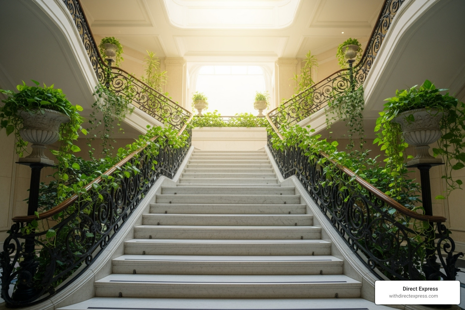 a staircase with steps labeled with growth strategies like "Refinance," "Diversify," and "Value-Add" - Real estate portfolio growth