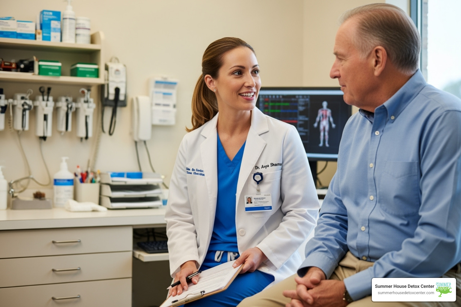 compassionate medical professional speaking with a patient - broward county detox centers