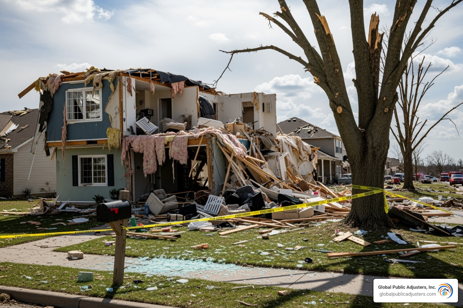collapsed home on Blue Iris Place in Longwood - Central Florida tornado damage