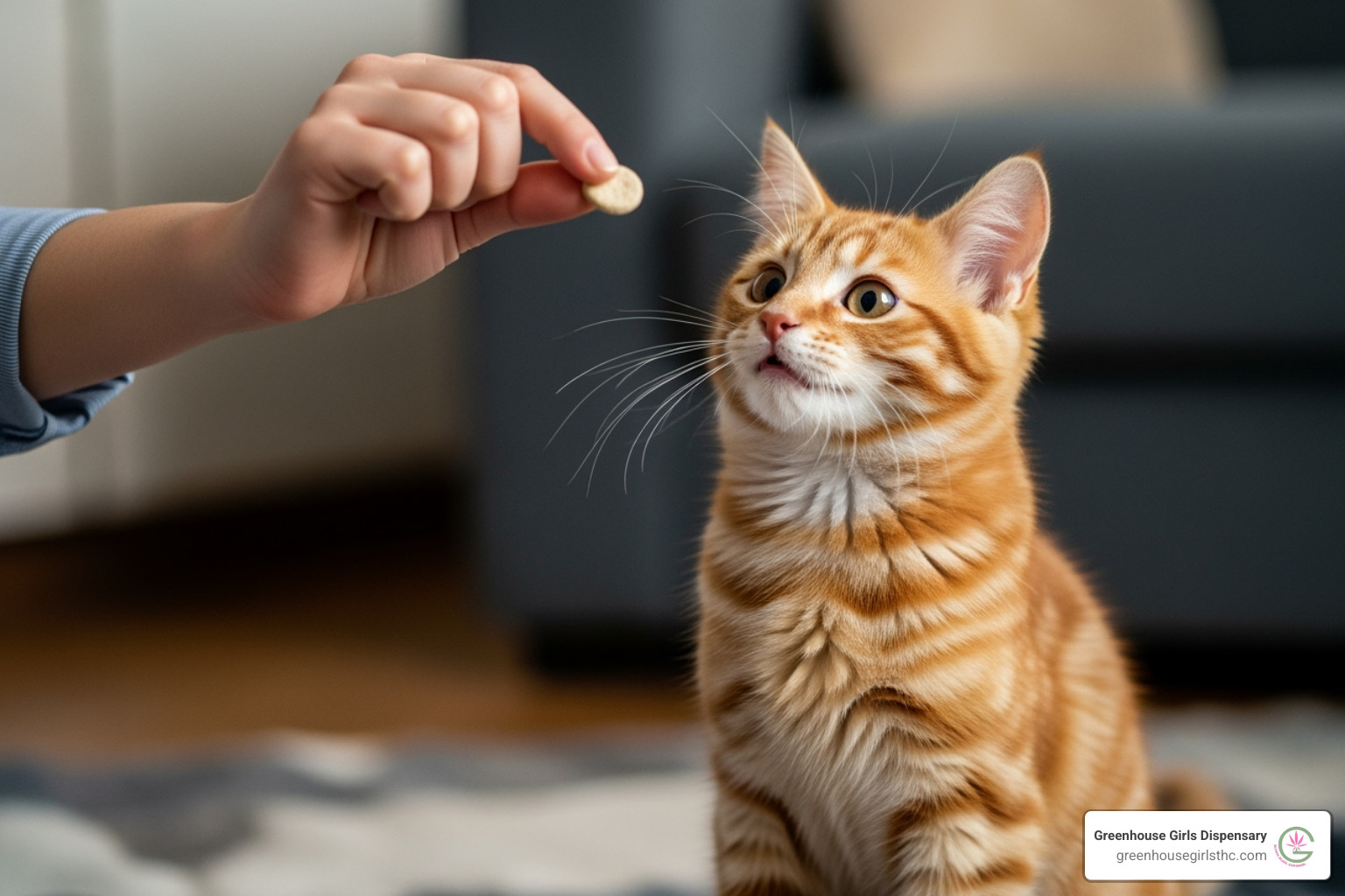 giving kitten a treat - calming treats for kittens