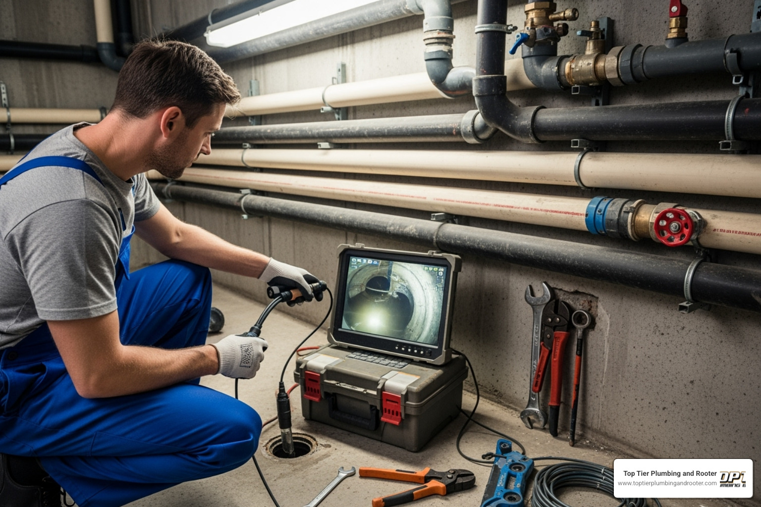 professional plumber performing a sewer camera inspection - Hydro jetting Riverside