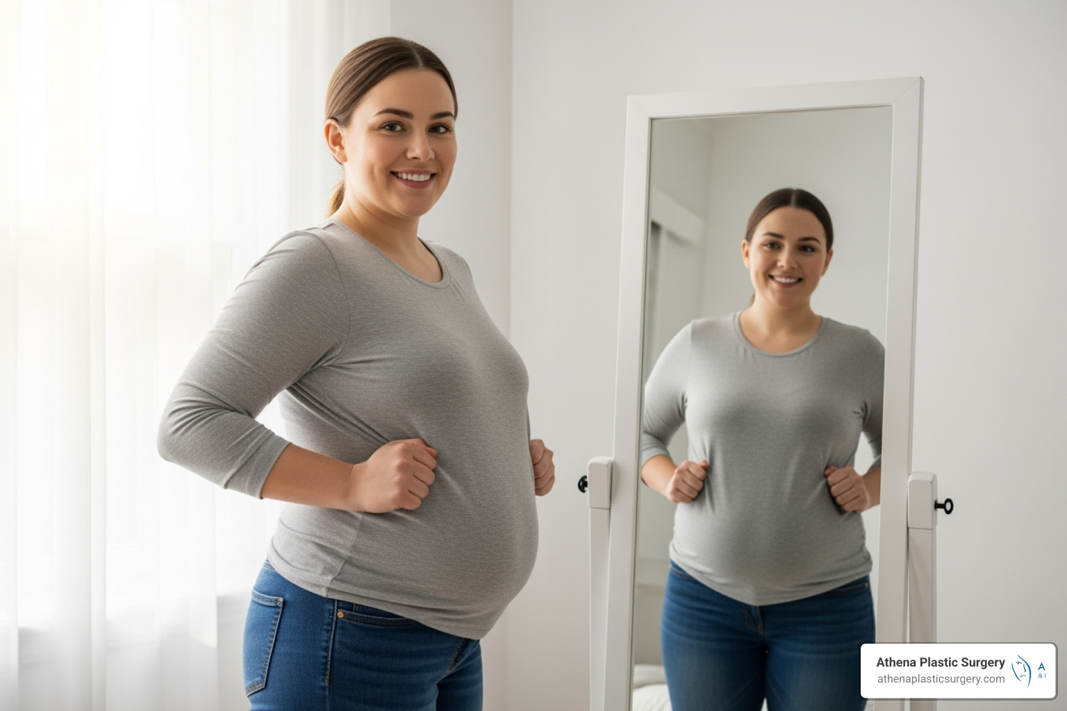 person looking confidently in the mirror, fitting into old clothes - weight loss program stuart fl