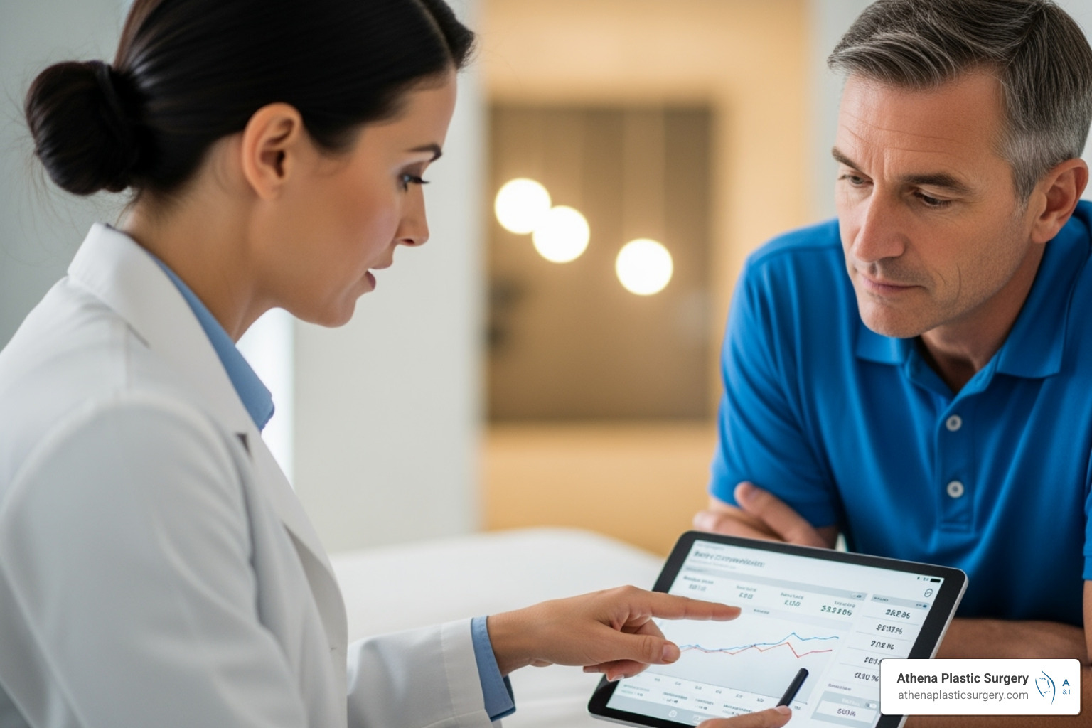 medical professional reviewing body composition results with a patient - weight loss program stuart fl