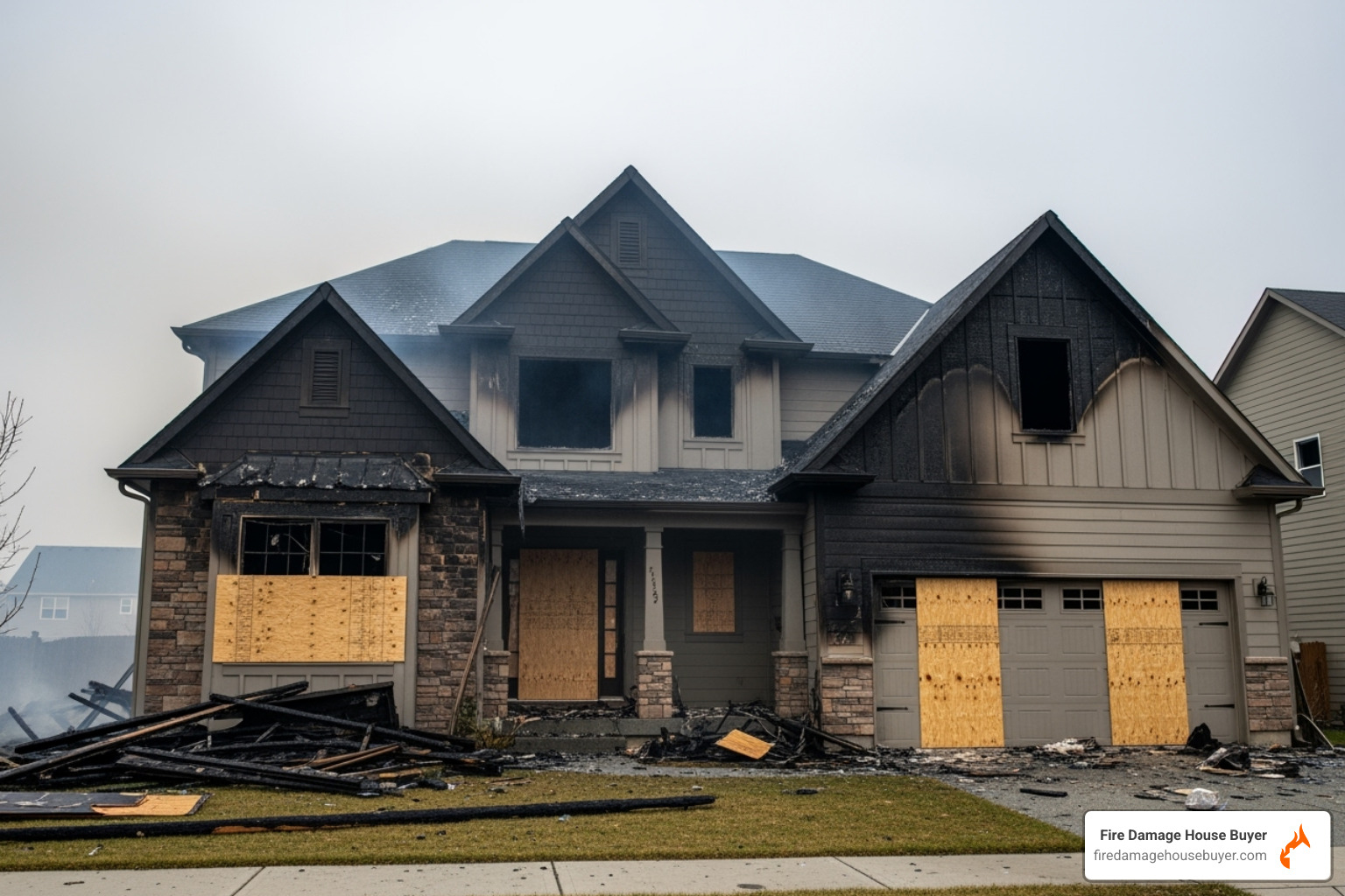 boarded-up fire-damaged house - what to do if your house burns down boarded-up fire-damaged house - what to do if your house burns down