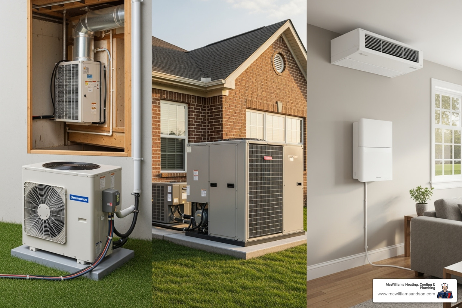 Illustrating different HVAC system types (split, packaged, ductless) - hvac installation nacogdoches tx
