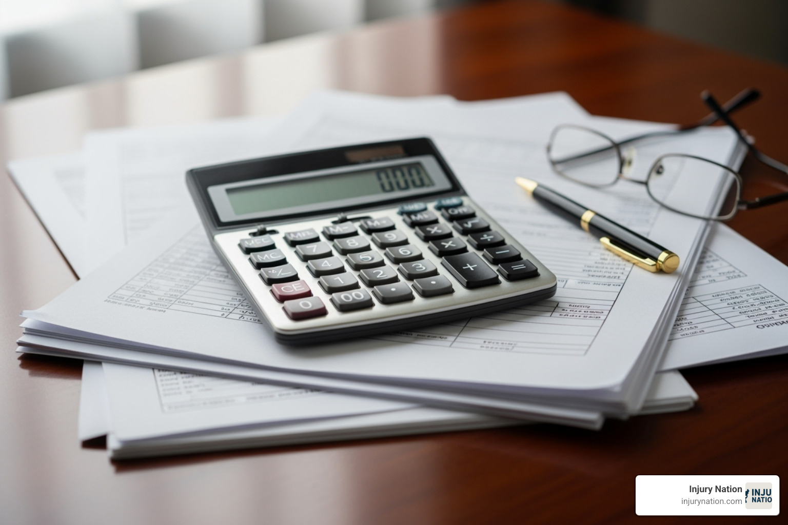 A calculator and financial documents symbolizing damage calculation - wrongful death lawyer