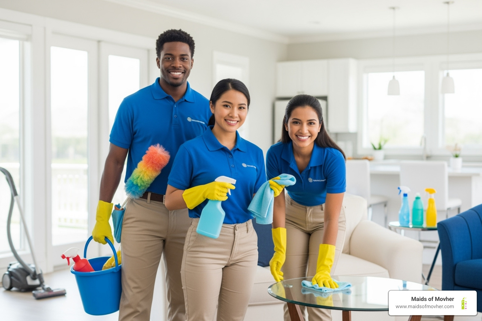 friendly cleaning team smiling - certified cleaning service washington