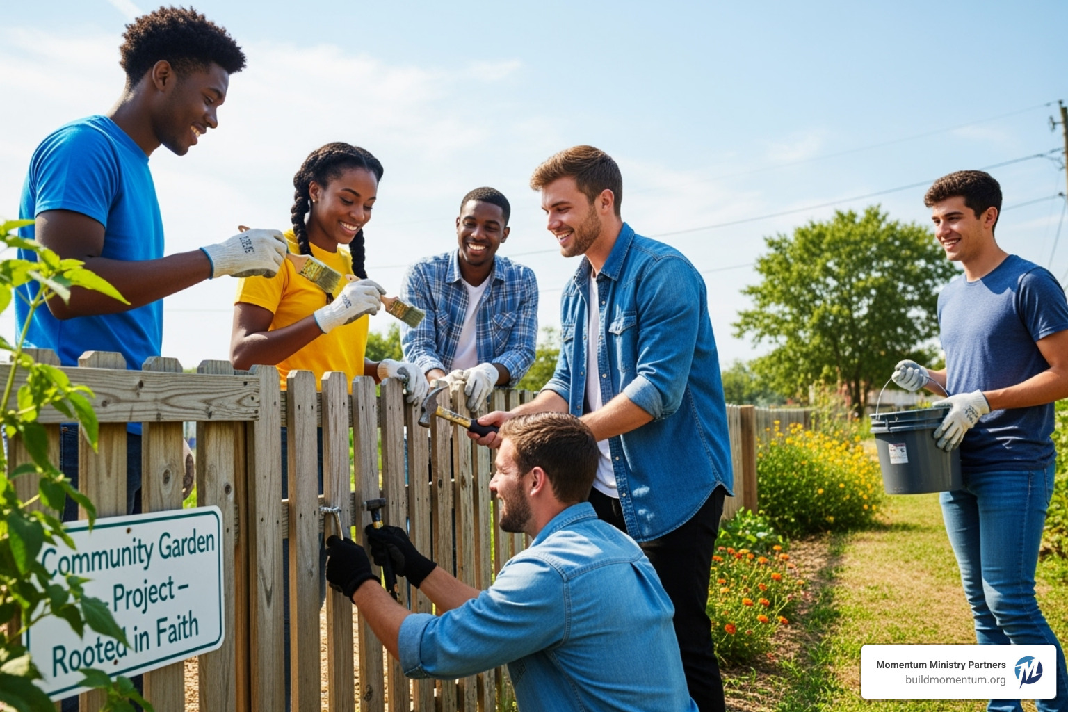 Students engaged in a Christian mission trip, working together on a service project, demonstrating purpose and spiritual growth. - Youth retention strategies