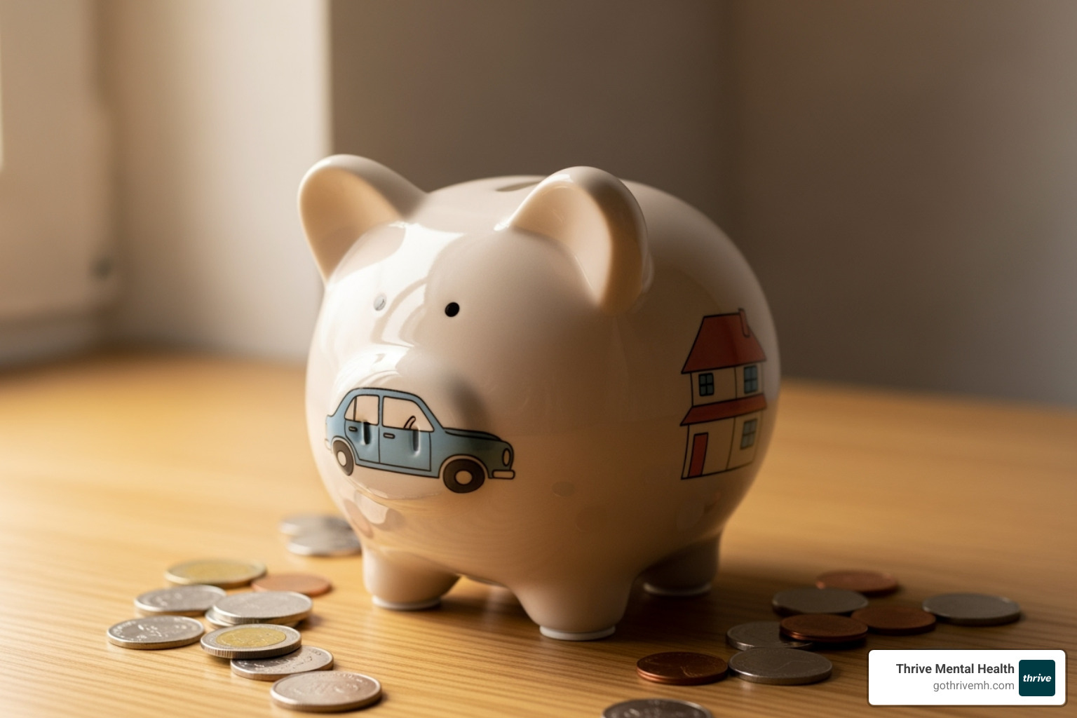Piggy bank with car and house icons on it representing bundled insurance savings - insurance near me