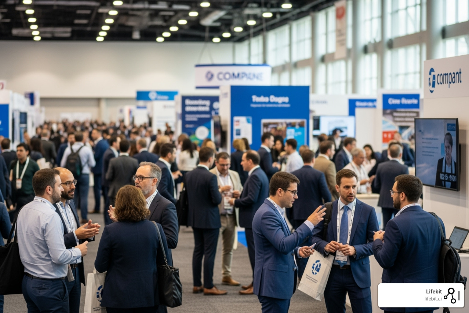 Busy conference floor with attendees networking - london biotech network