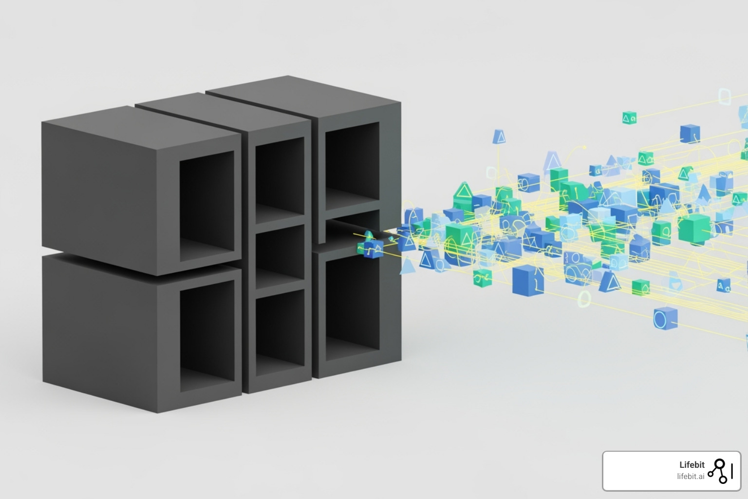 A diagram contrasting a monolithic traditional data platform with a flexible, modular next-gen platform showing traditional as a single, rigid block with internal silos and next-gen as a dynamic, interconnected network of specialized, scalable services - next generation data platform