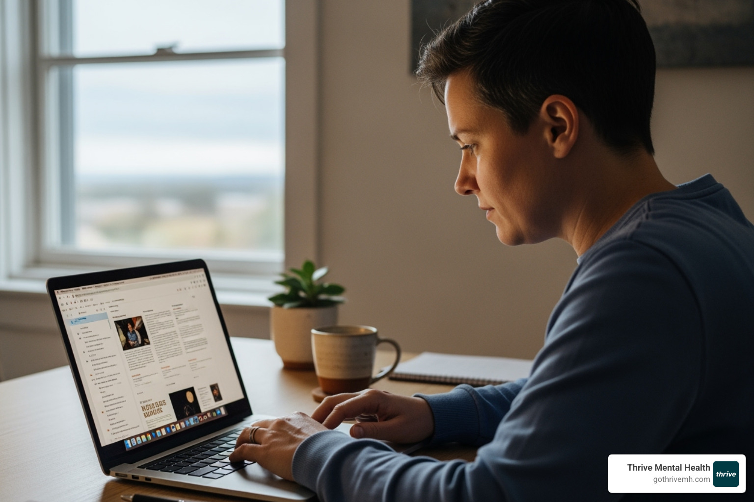Person researching on a laptop. Alt text: "Finding a mental health recovery program online." - mental health recovery program Person researching on a laptop. Alt text: "Finding a mental health recovery program online." - mental health recovery program