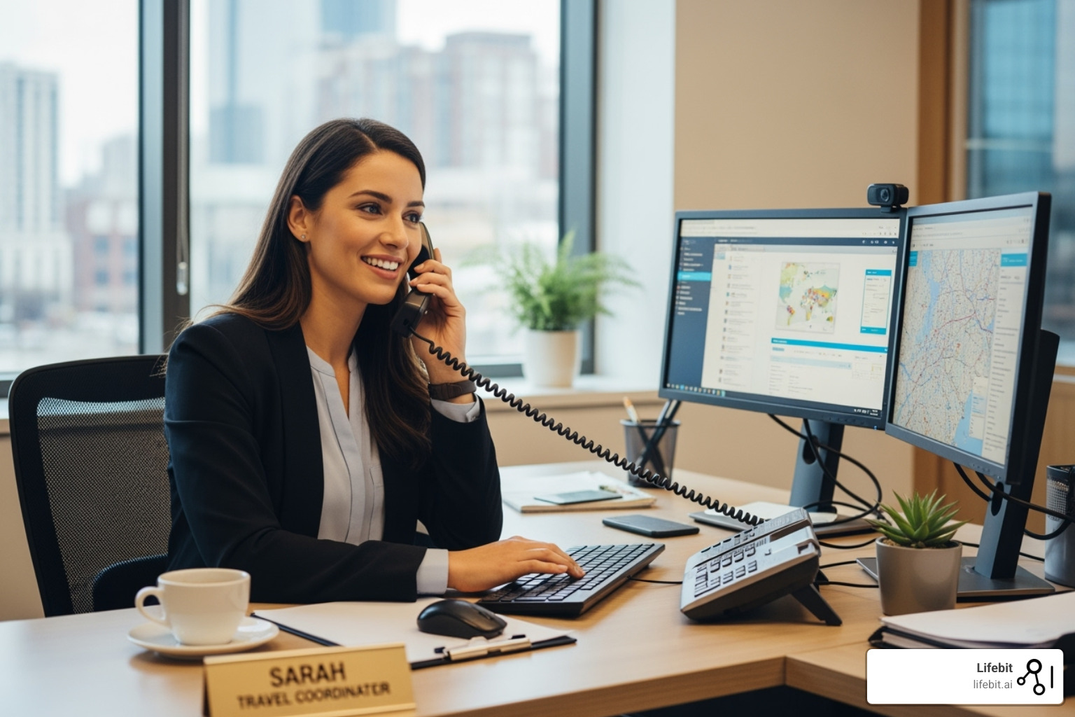 a travel coordinator helping a patient on the phone - clinical trial patient support