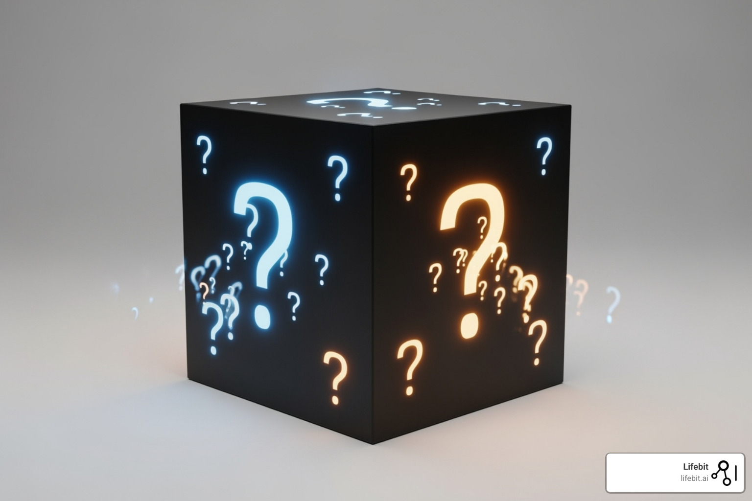 a "black box" with question marks, symbolizing the lack of AI transparency - AI-driven clinical trials