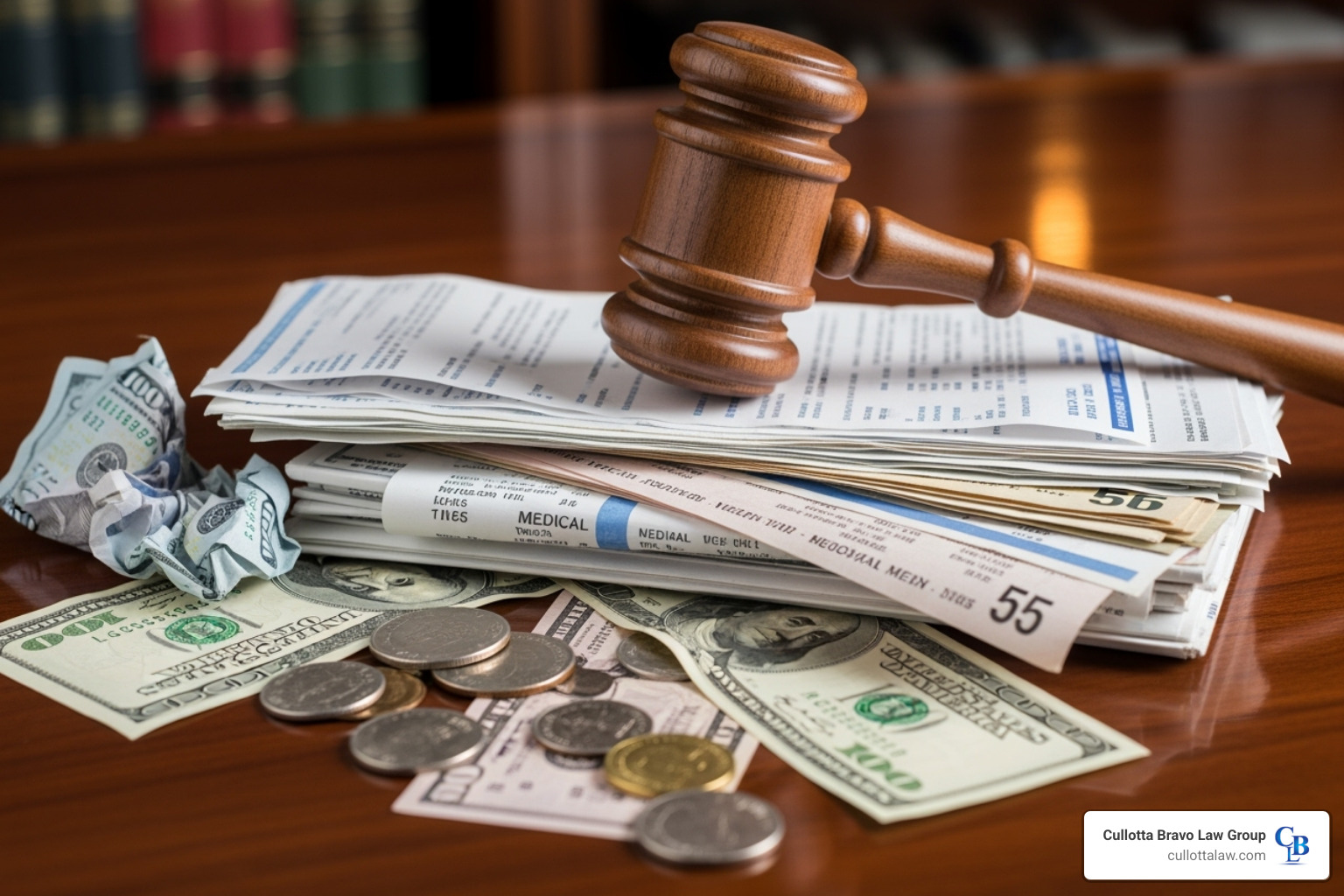 gavel and medical bills - Truck accident legal advice