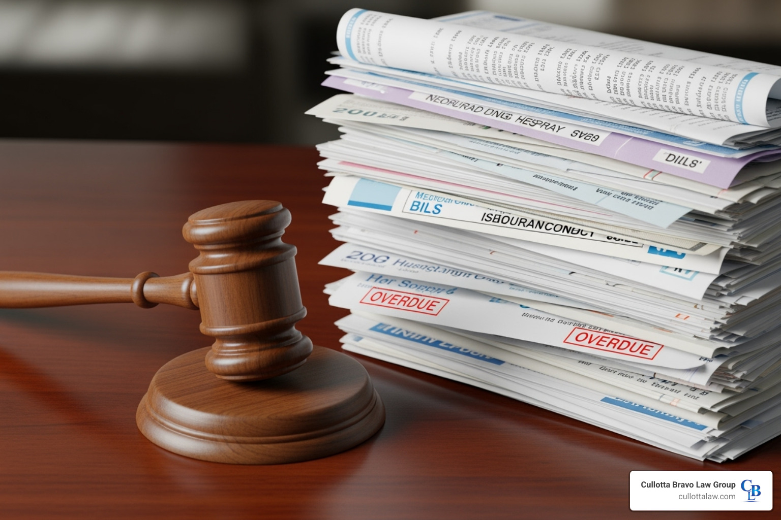 A gavel and medical bills - Illinois truck accident attorney A gavel and medical bills - Illinois truck accident attorney