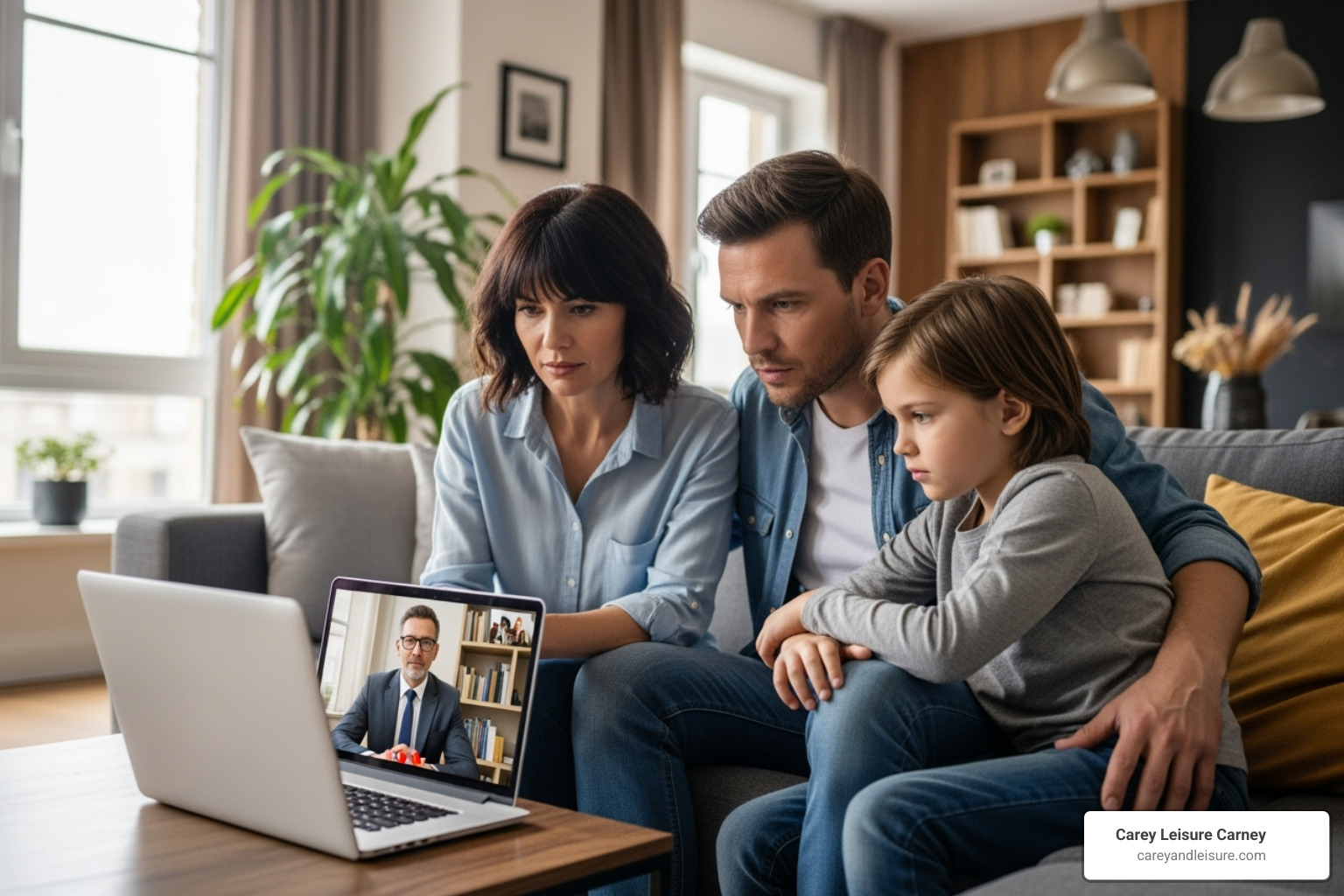 family having a video consultation with a lawyer - wrongful death attorney