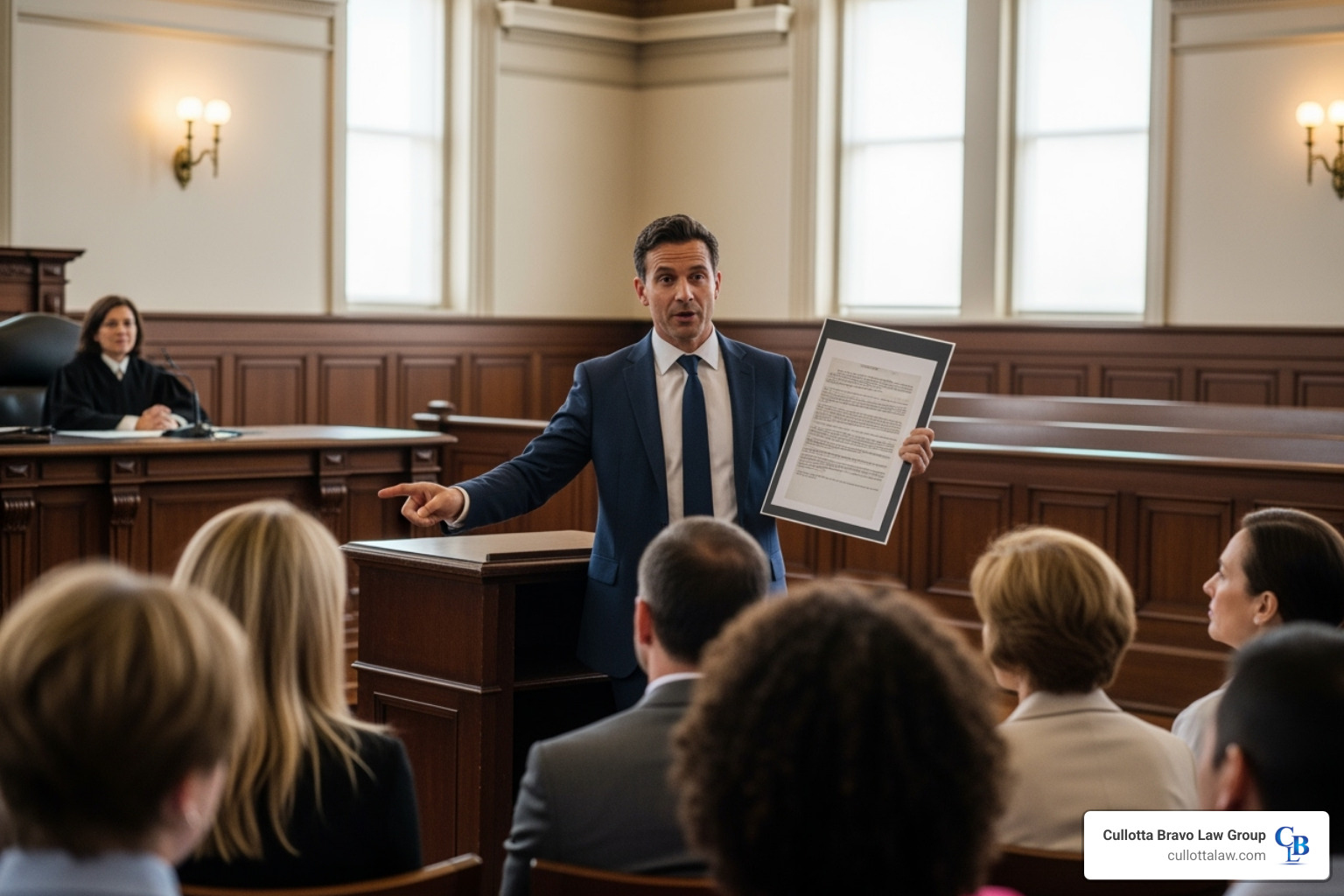 Lawyer presenting evidence to a jury in a courtroom - Multi-million dollar settlements