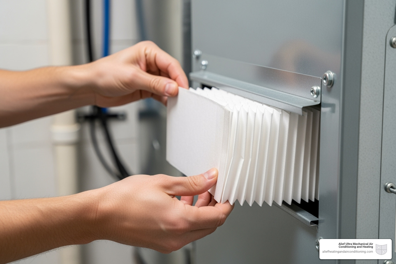 person changing an HVAC air filter - hvac cost savings houston person changing an HVAC air filter - hvac cost savings houston