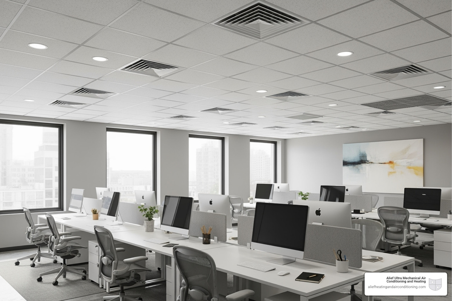 Modern office with clean air vents visible - alief ultra mechanical light commercial