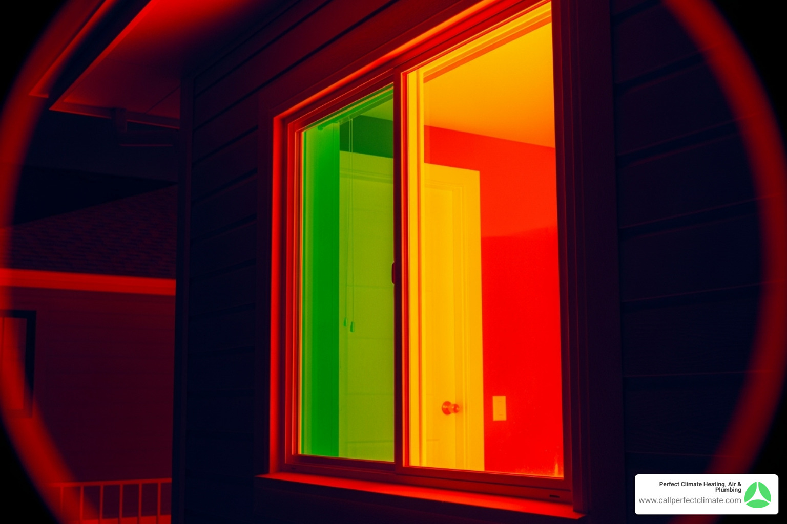 infrared camera view showing significant heat loss around a window frame - home energy audit infrared camera view showing significant heat loss around a window frame - home energy audit