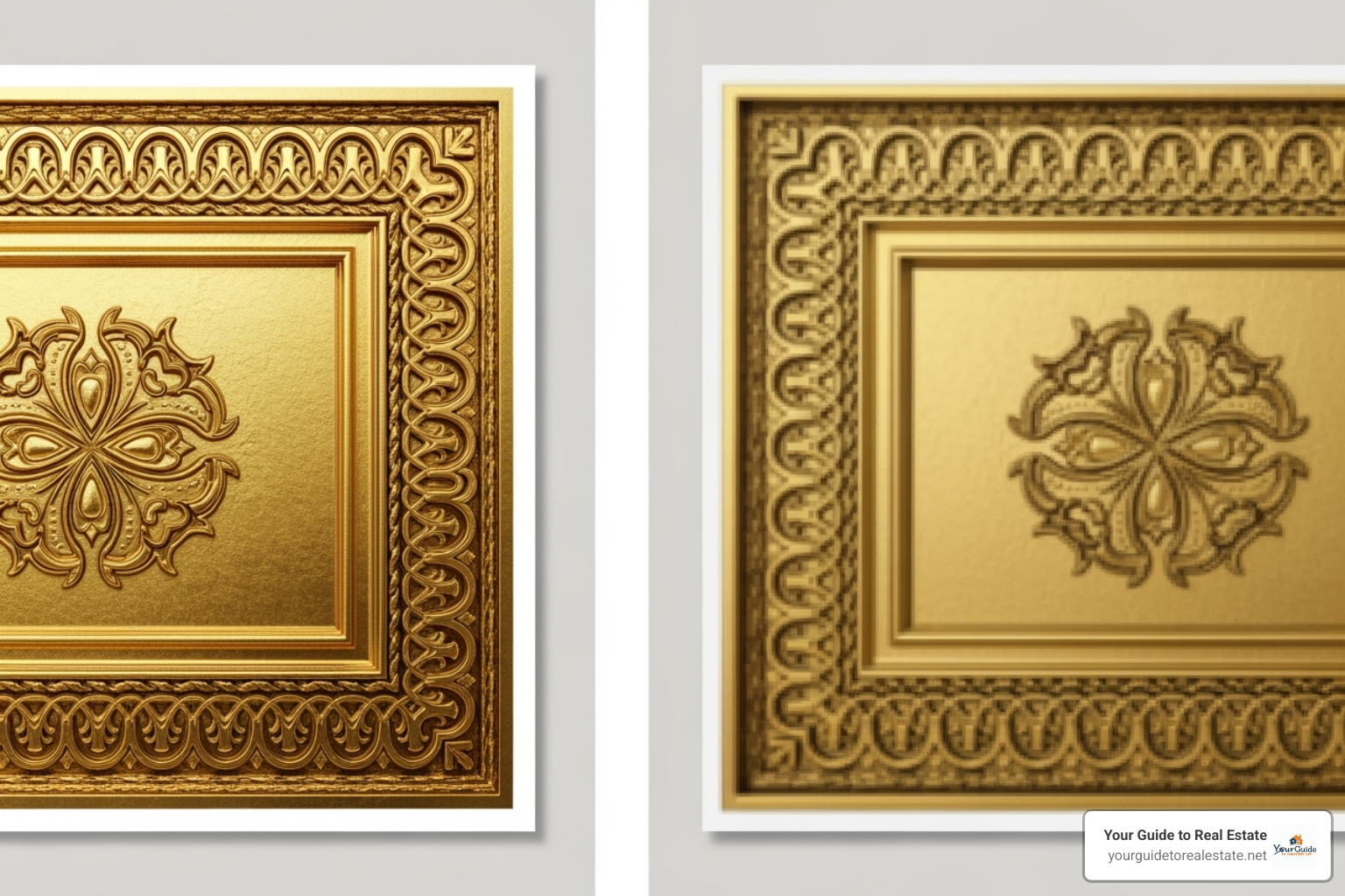 comparing a high-resolution vs. low-resolution border - gold border