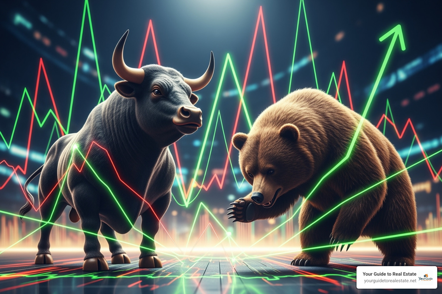 market volatility with bull and bear icons - investing in bonds vs stocks