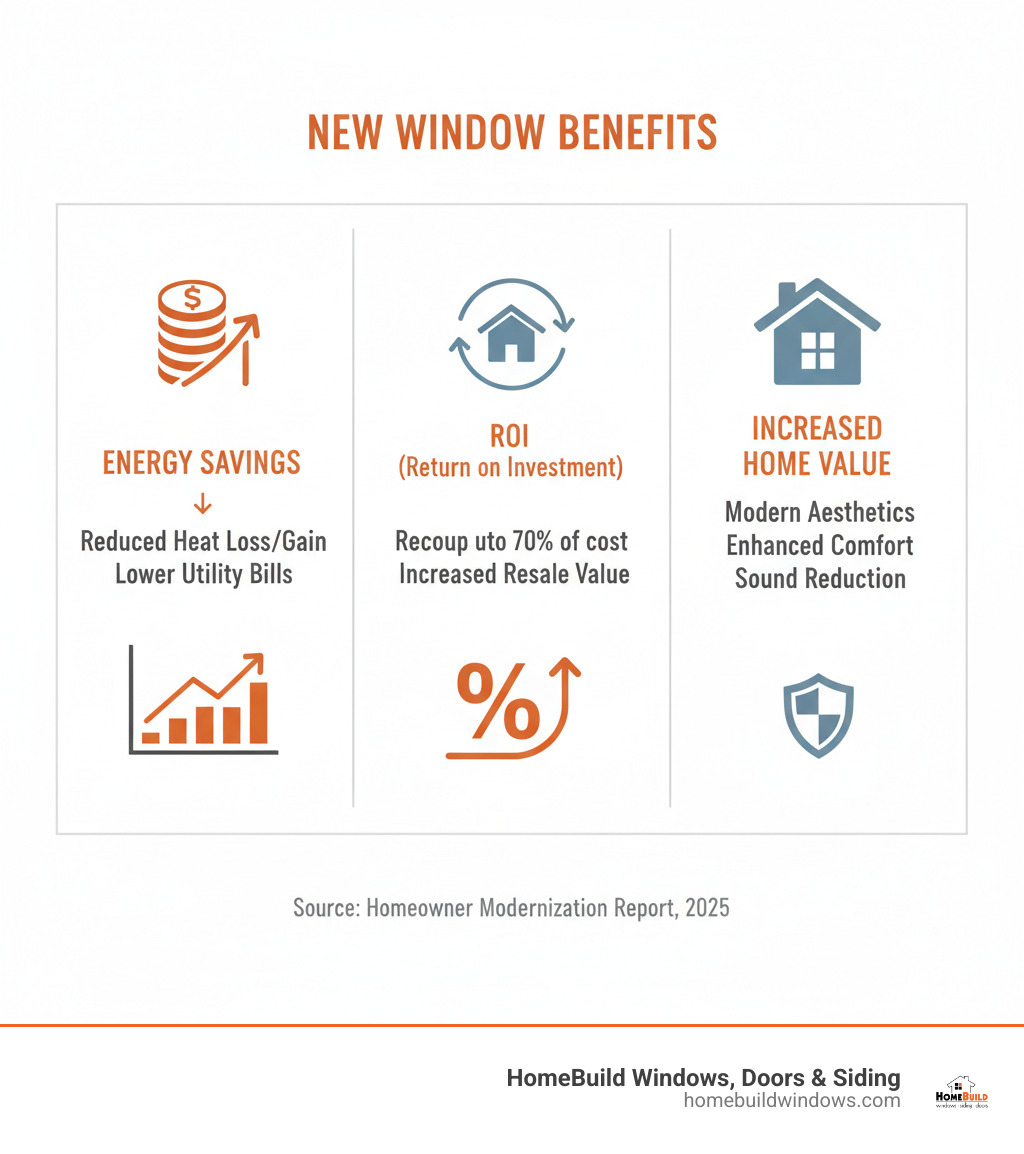 Comprehensive guide explaining the key benefits of new windows: energy savings, ROI, and increased home value - independent window installers near me infographic Comprehensive guide explaining the key benefits of new windows: energy savings, ROI, and increased home value - independent window installers near me infographic
