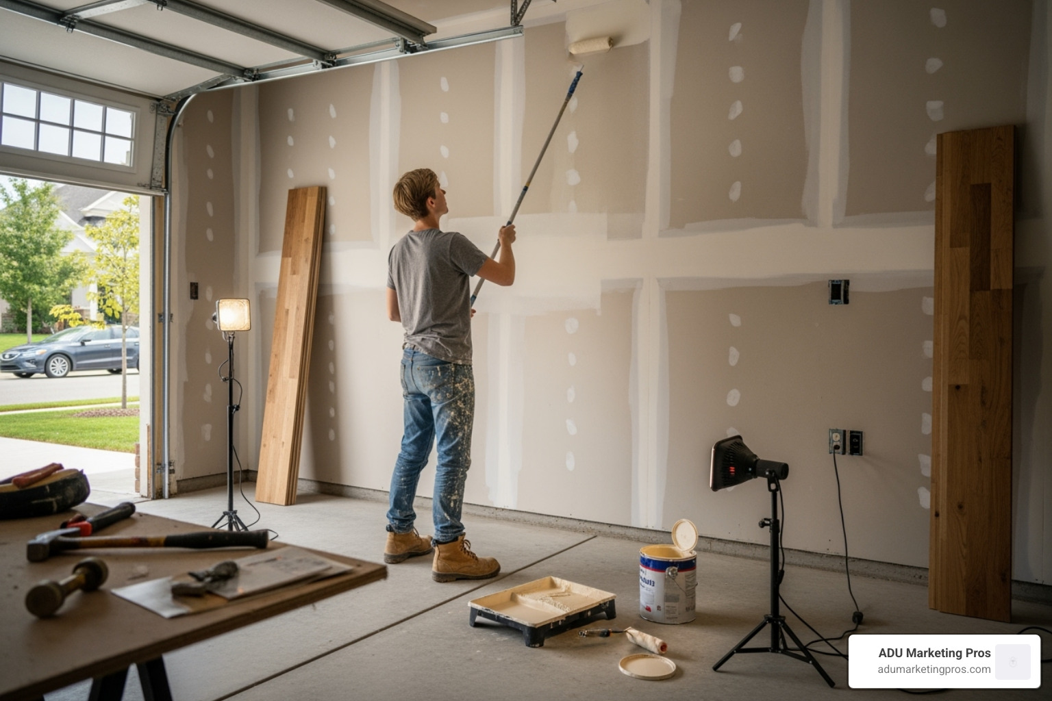 homeowner painting garage conversion - cost of turning garage into apartment