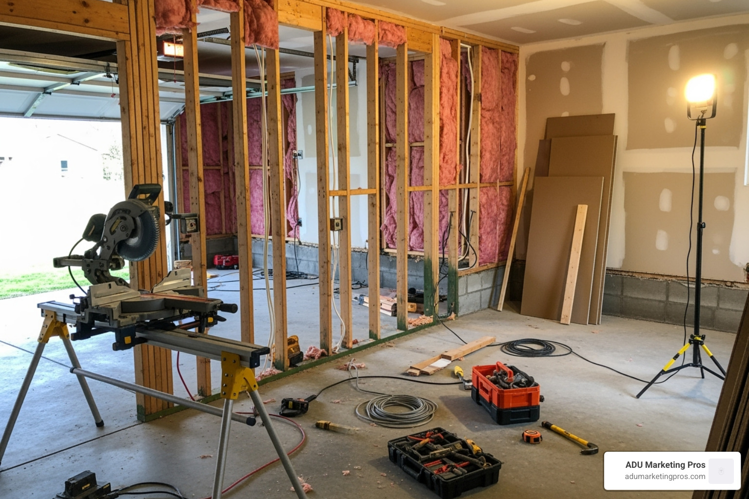 garage interior construction - cost of turning garage into apartment