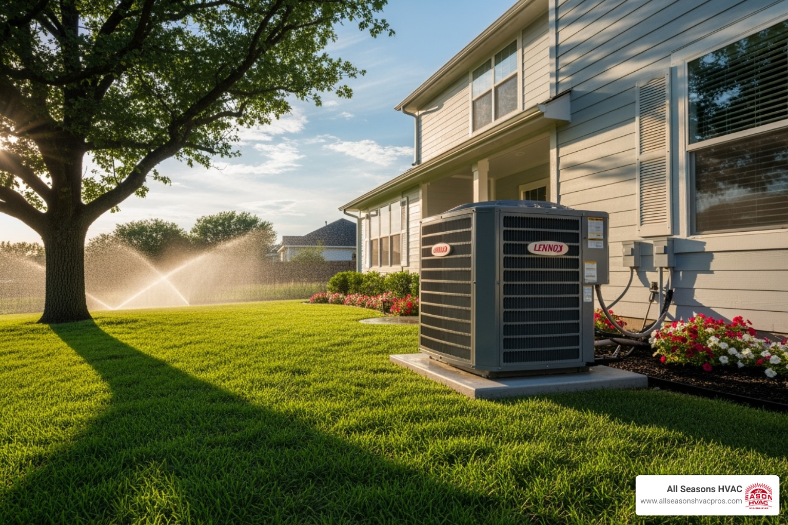 outdoor AC unit next to a well-kept home - ac installation des moines ia outdoor AC unit next to a well-kept home - ac installation des moines ia