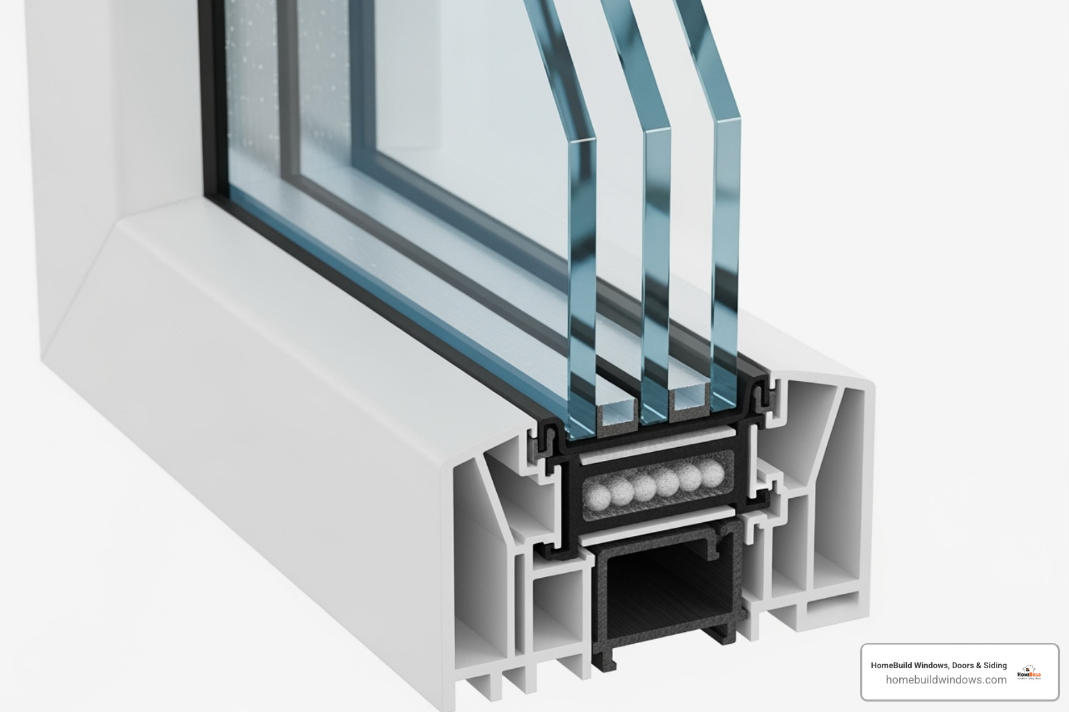 Cross-section of a double-pane window showing gas fill and Low-E coating - energy efficient windows arlington