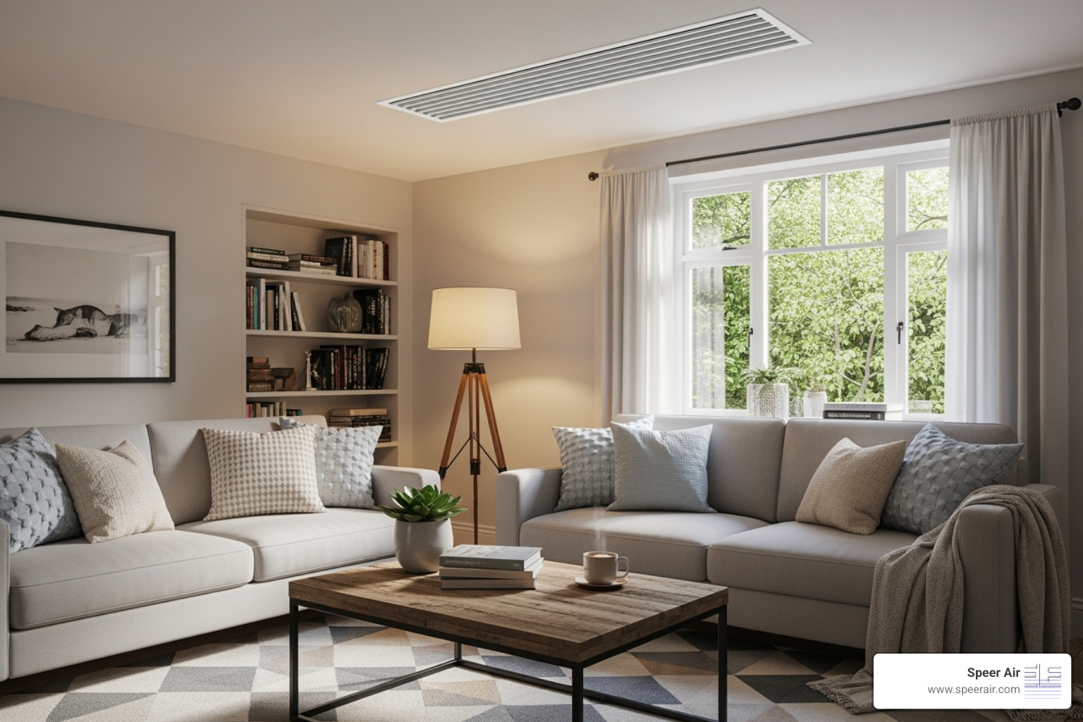A cozy living room with a well-maintained HVAC system - custom hvac design rockaway