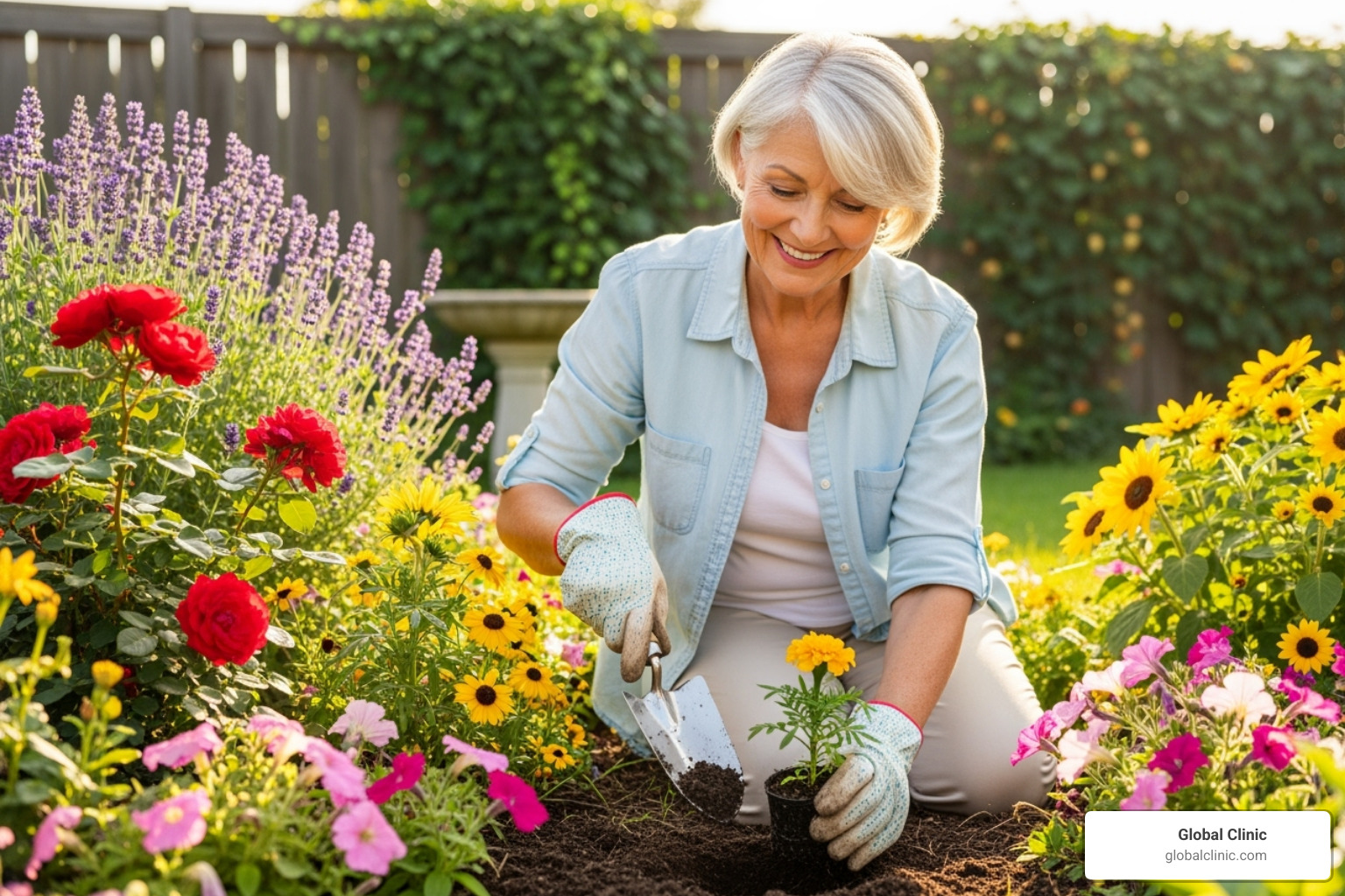 Happy patient returning to an activity like gardening - prp injections near me Happy patient returning to an activity like gardening - prp injections near me
