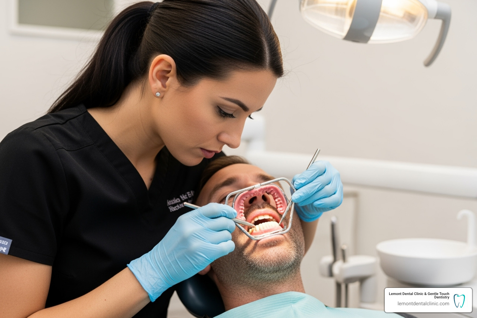 dentist taking a dental impression - Dentures Lemont IL