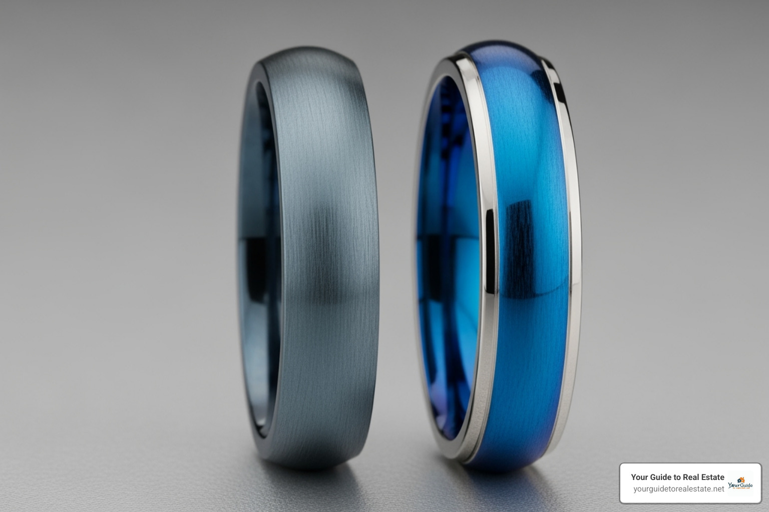 true blue gold piece and a rhodium-plated piece - blue gold