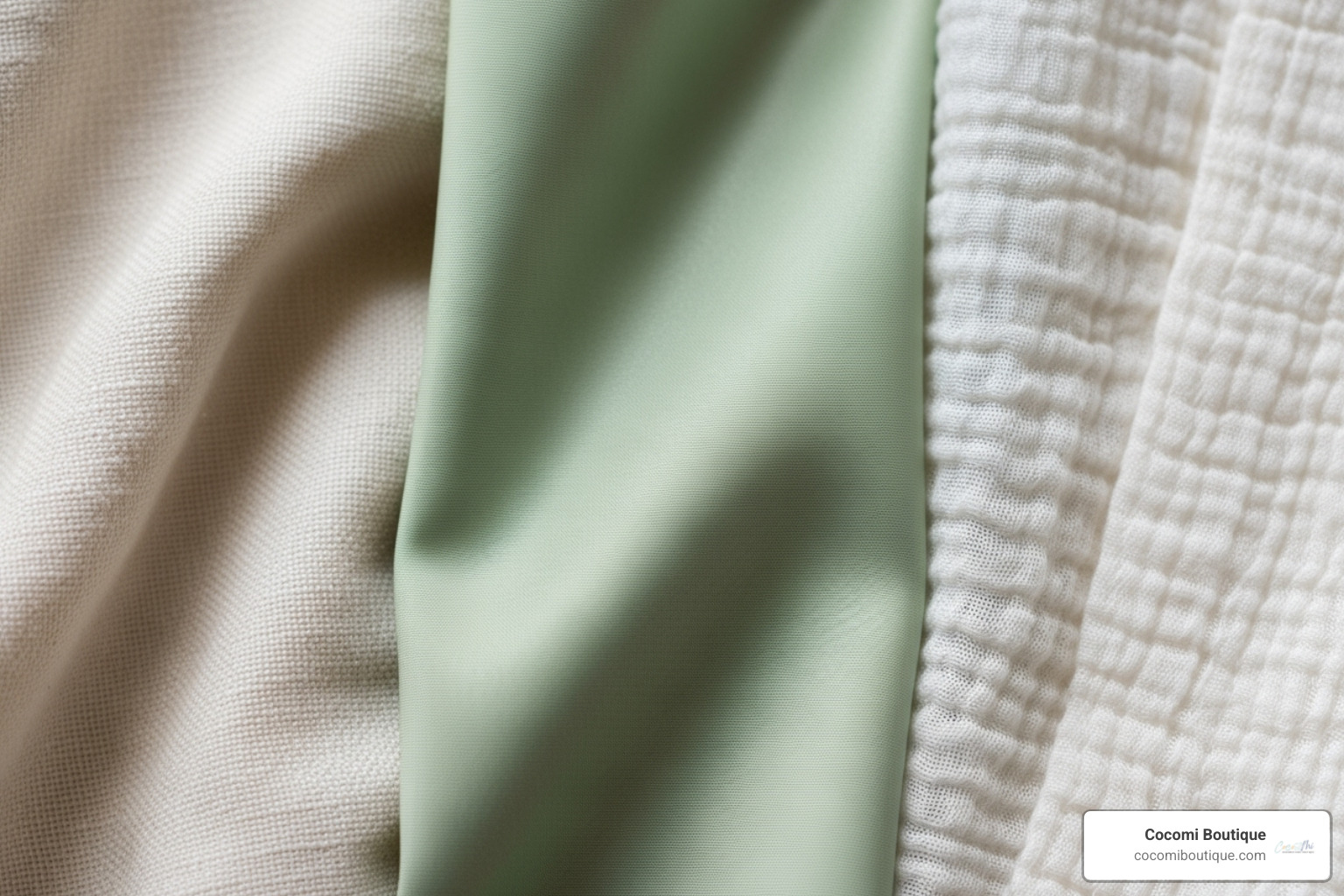 Texture of different fabrics like bamboo, organic cotton, and muslin - baby bath towels