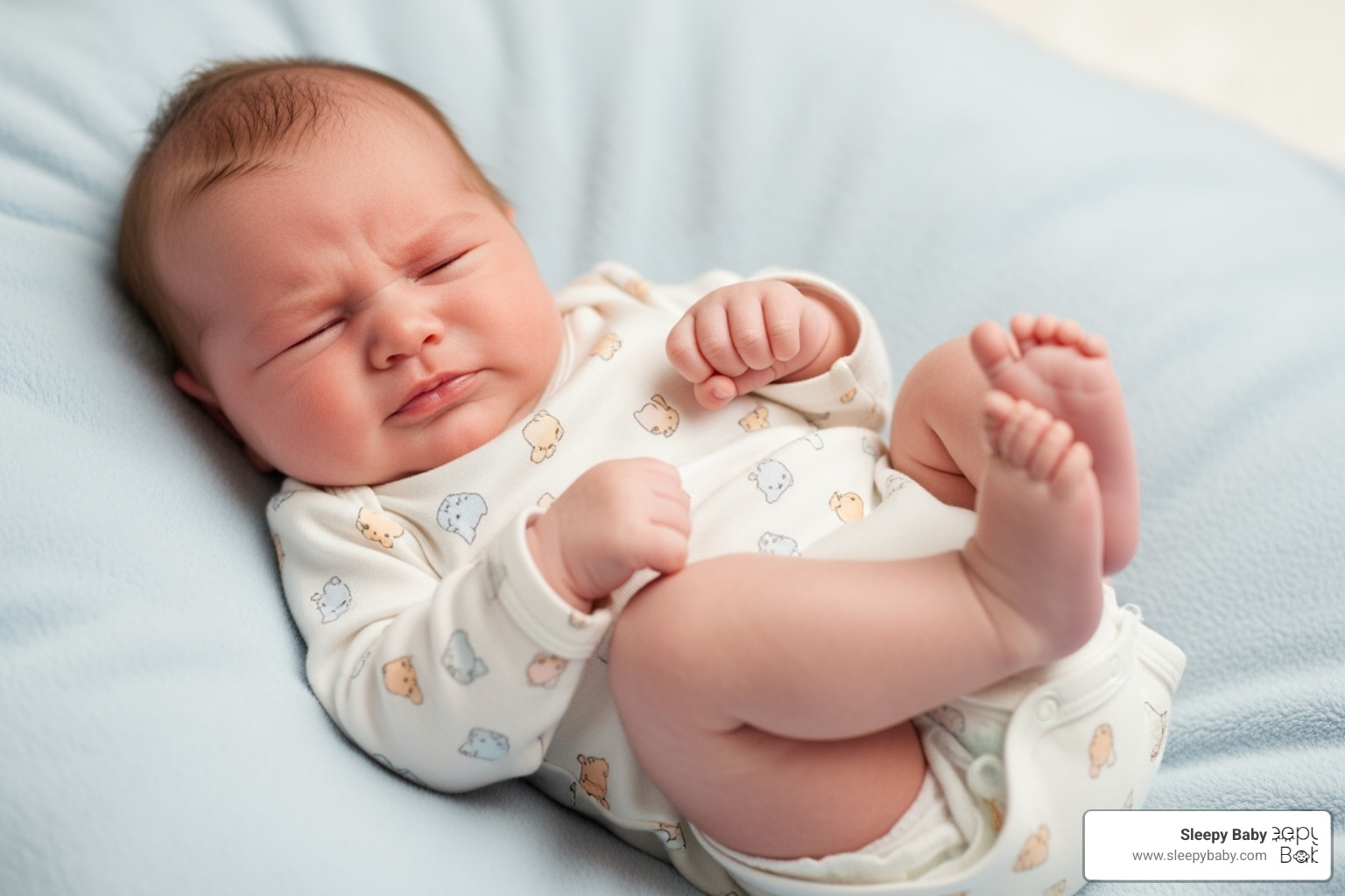 baby showing signs of gas pain, such as pulling their legs toward their chest - gas drops for preemies