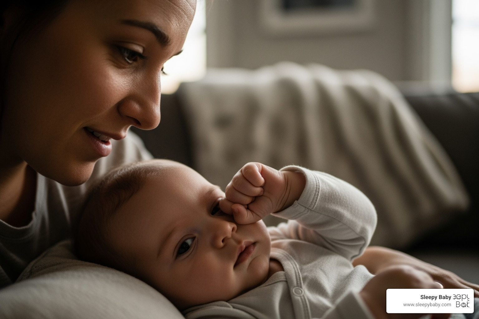 parent recognizing baby's tired cue - baby sleep