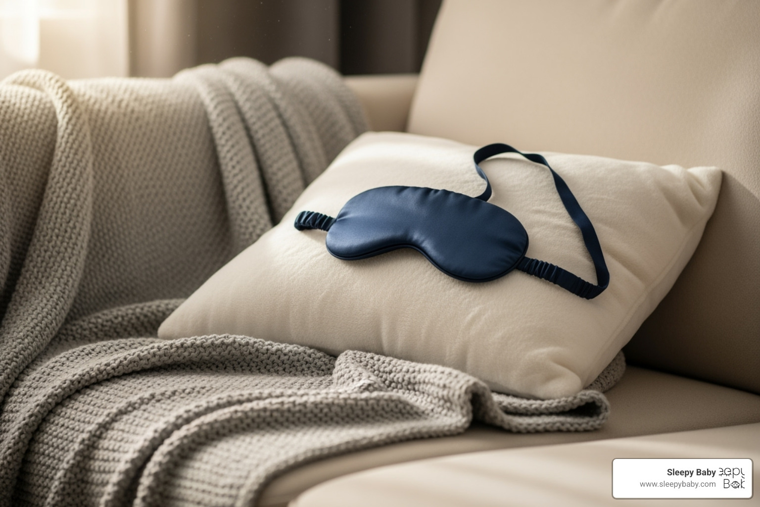 of a perfect nap setup with an eye mask, blanket, and quiet setting. - sleep aid for naps