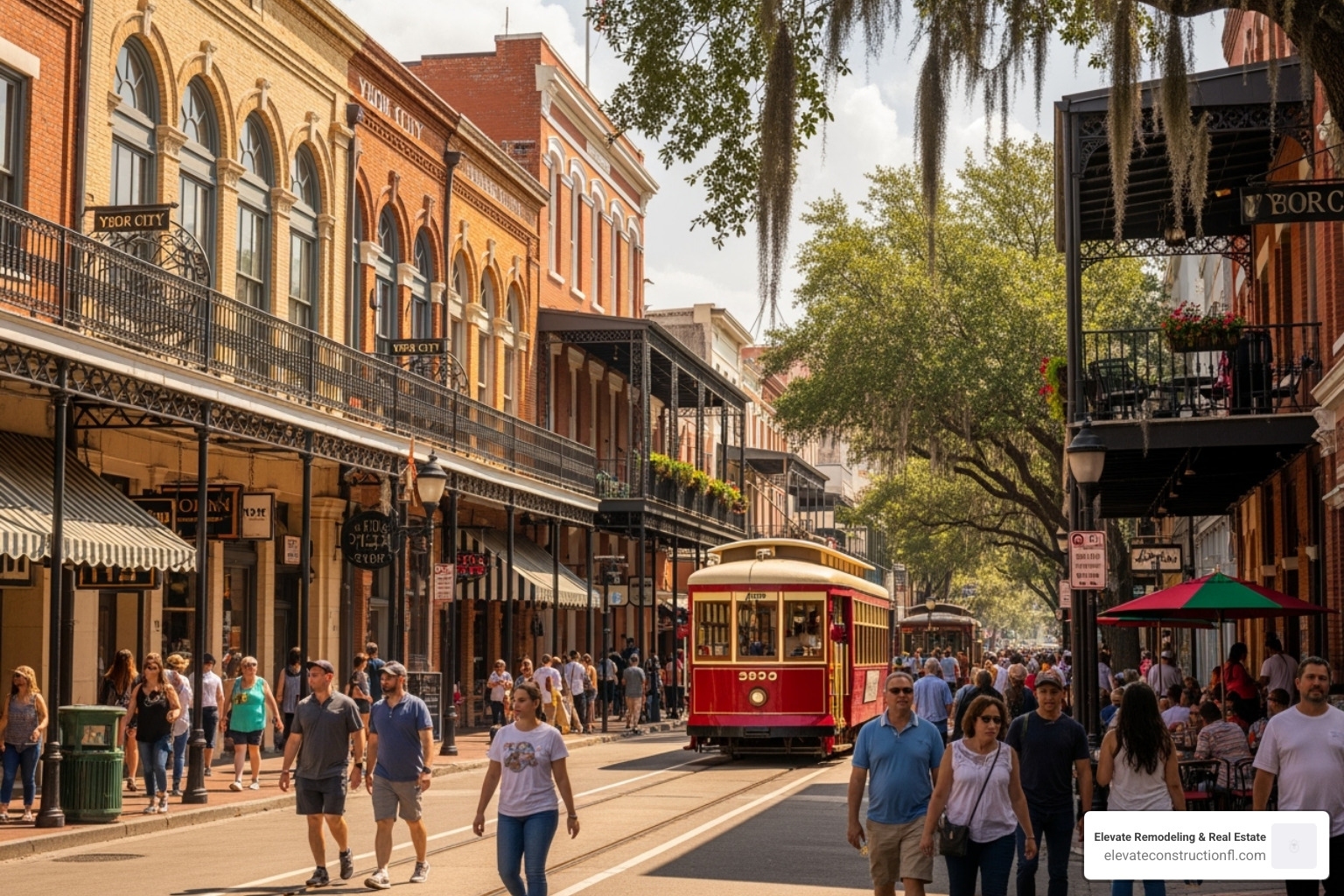 busy street in Ybor City - commercial properties Tampa busy street in Ybor City - commercial properties Tampa