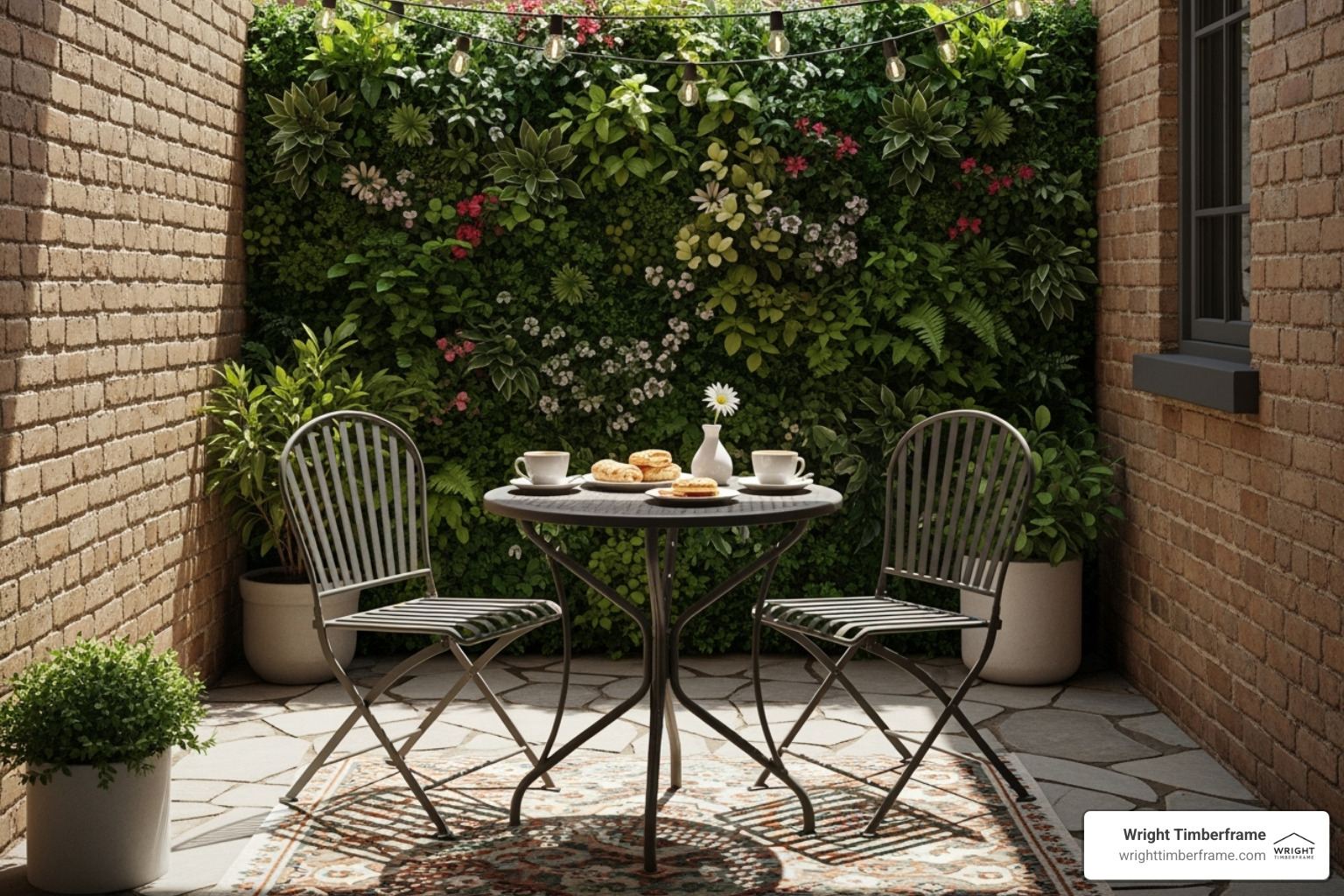 Small patio with bistro set and vertical garden - Outdoor living inspiration Small patio with bistro set and vertical garden - Outdoor living inspiration