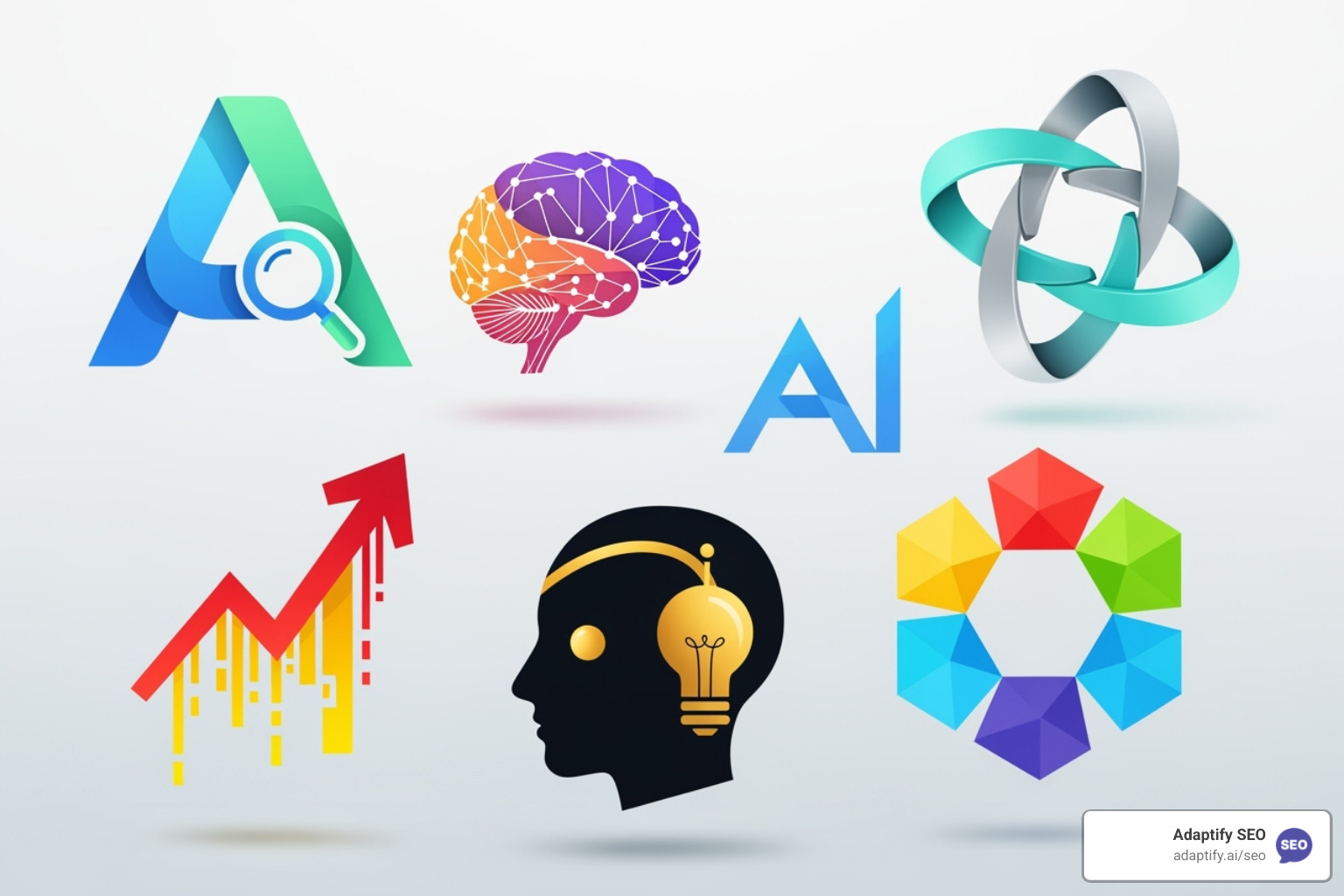 Image of a collage of logos for the top AI SEO tools - AI powered SEO services